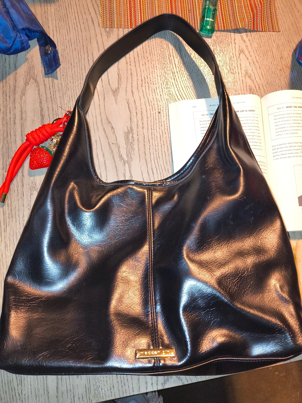 Madden Girl Black Leather Shoulder Bag - Classic Womens Tote